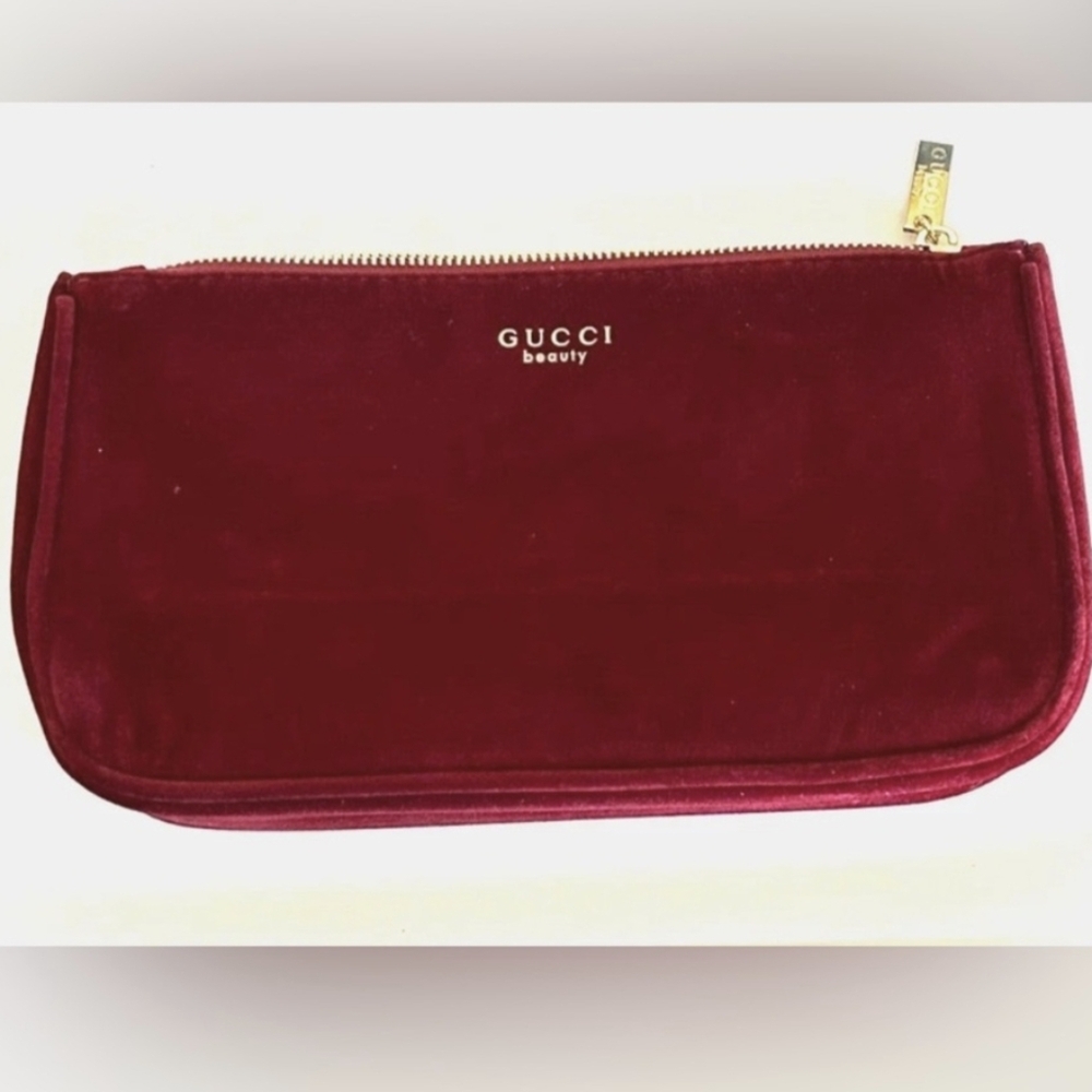 Gucci Beauty Velvet Burgundy Travel Clutch Pouch New In Package GWP - Picture 8 of 10